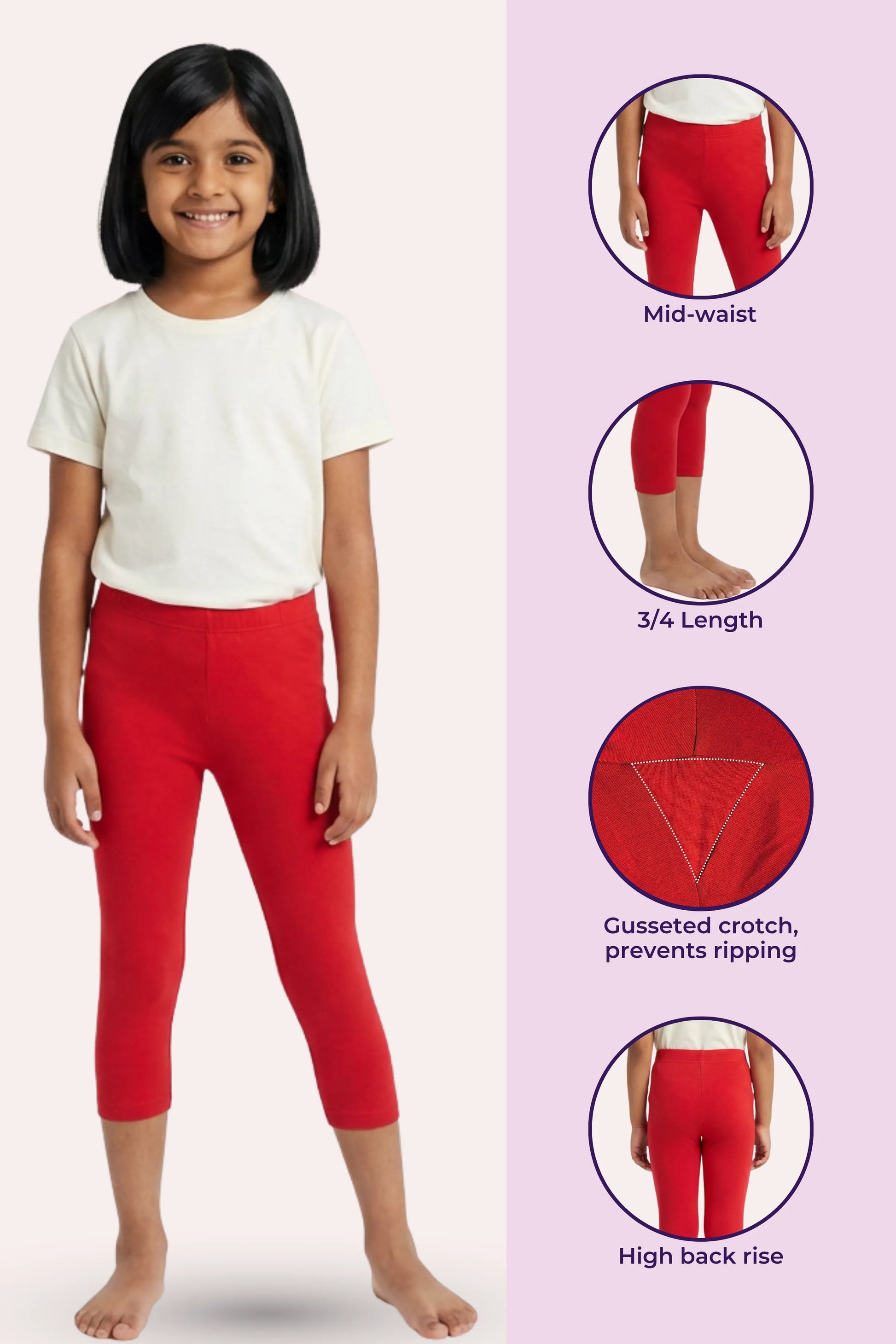 Girls-Red Short Leggings