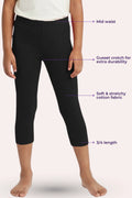 Girls' stretch black short leggings – product features