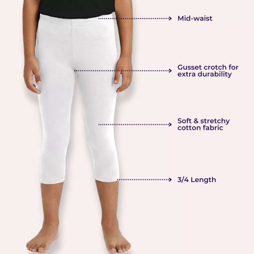 Short Leggings For Girls  Main Features White