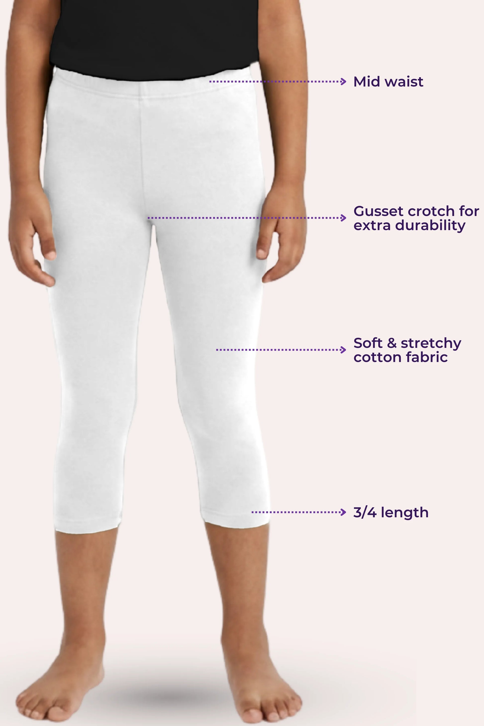 Girls' white short leggings