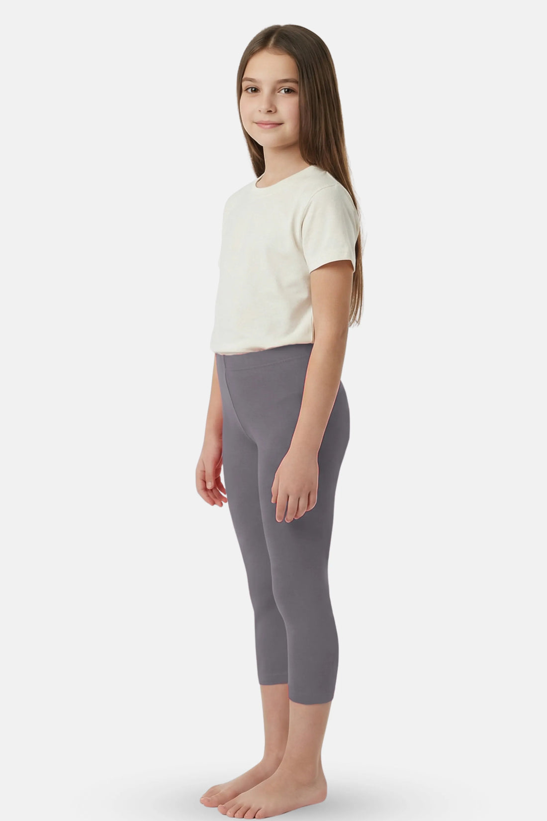 teen girls wearing cropped leggings - product image - Grey