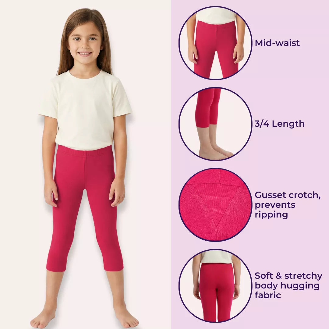 Short Leggings For Teens Features-Dark Pink