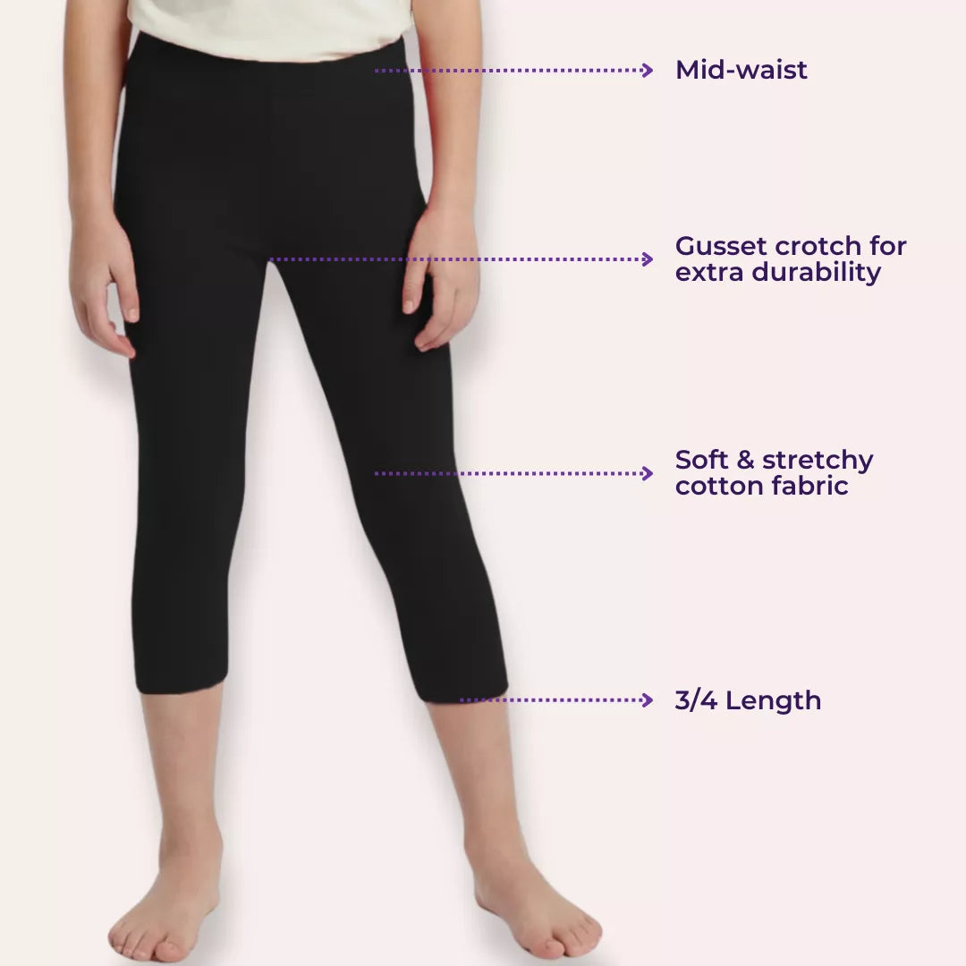 Short Leggings For Teens Main Features-Black