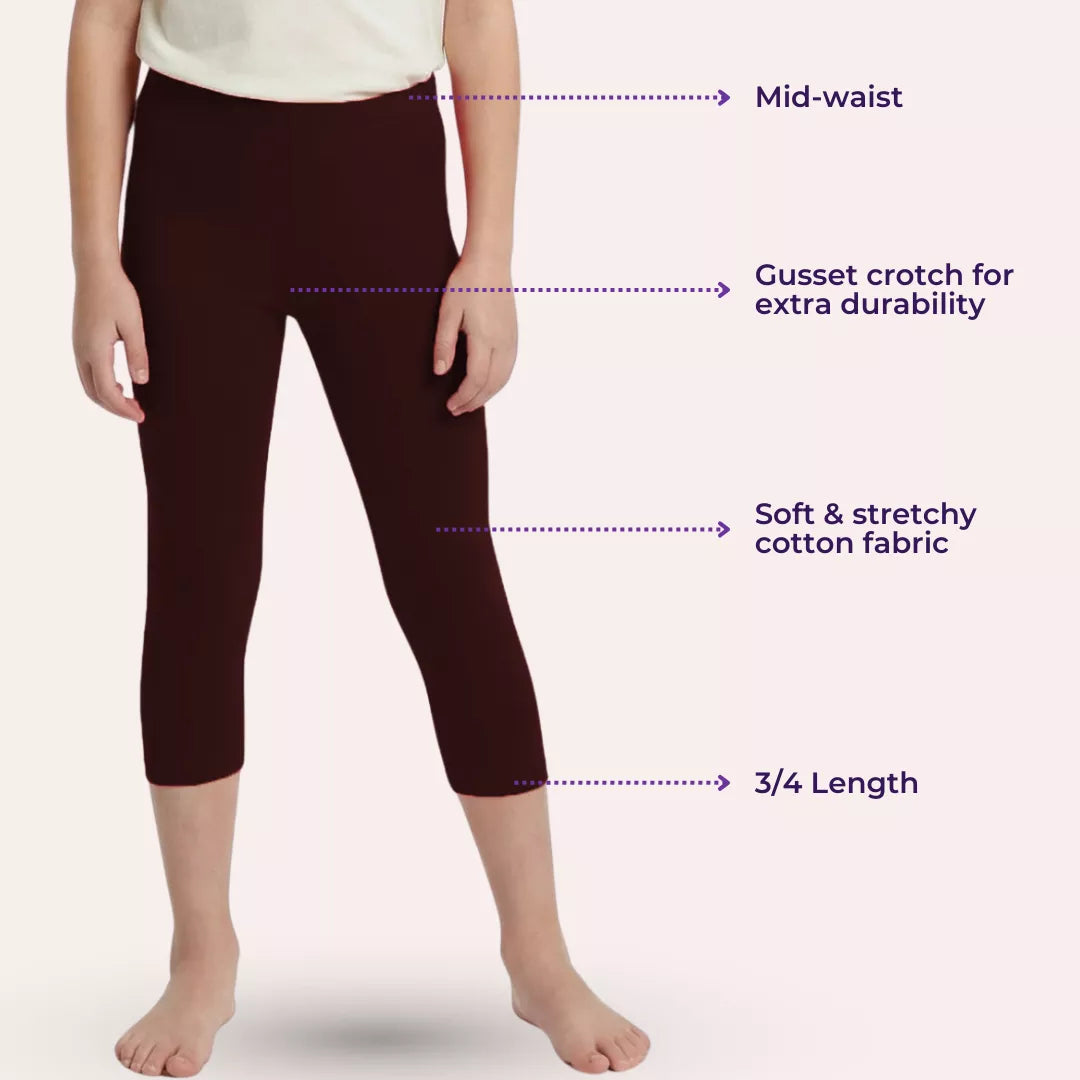 Short Leggings For Teens Main Features-Brown