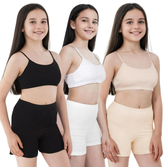 Teen Shorties | Thigh Length | High Waist | Full Coverage | Chafe Free | 3 Pack