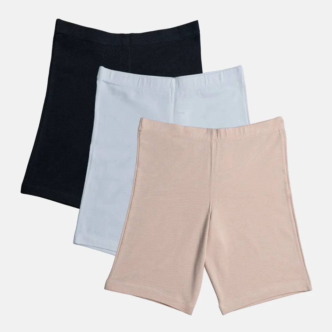 Shorts Under Frock Black, White & Skin