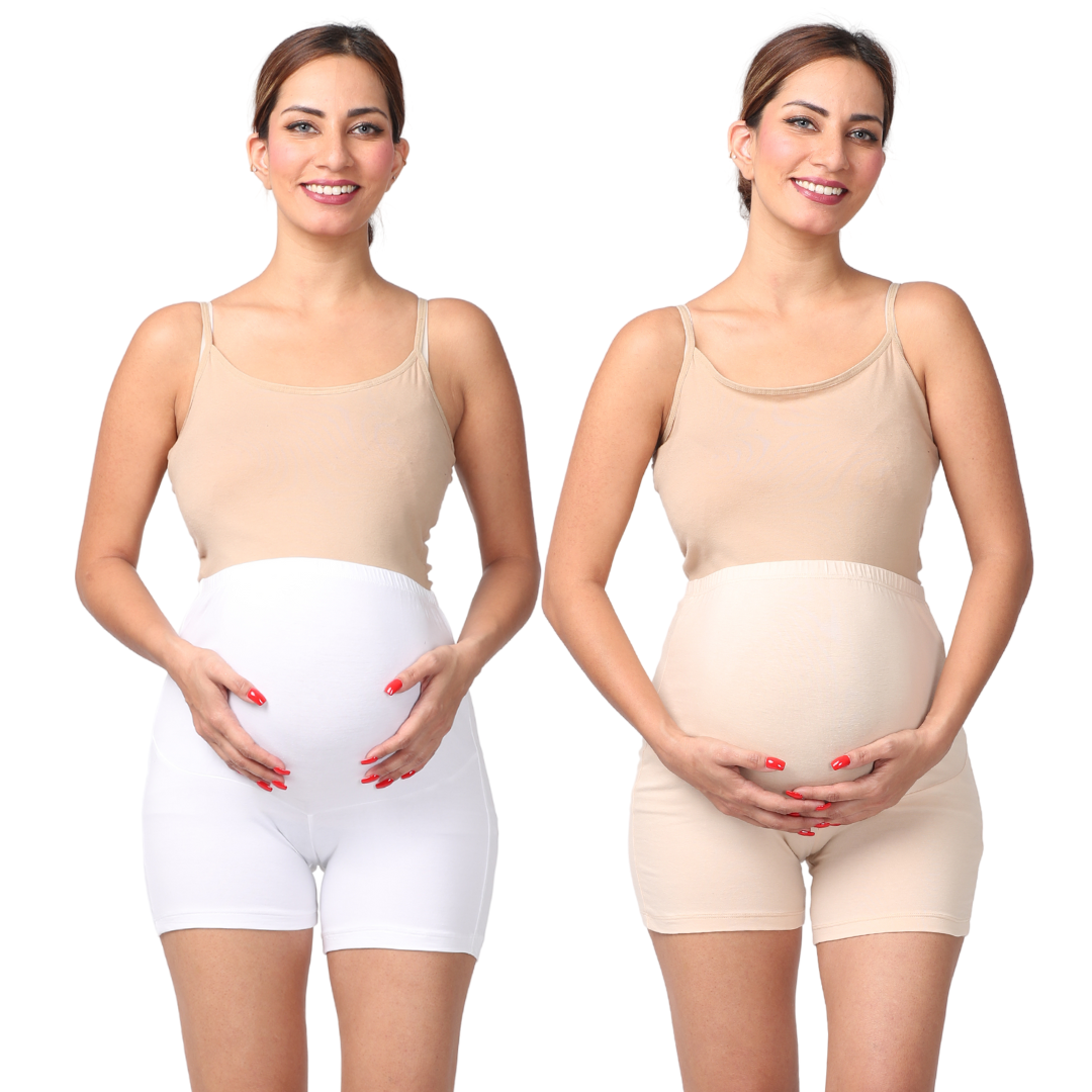Shorts For Pregnant Women White & Skin