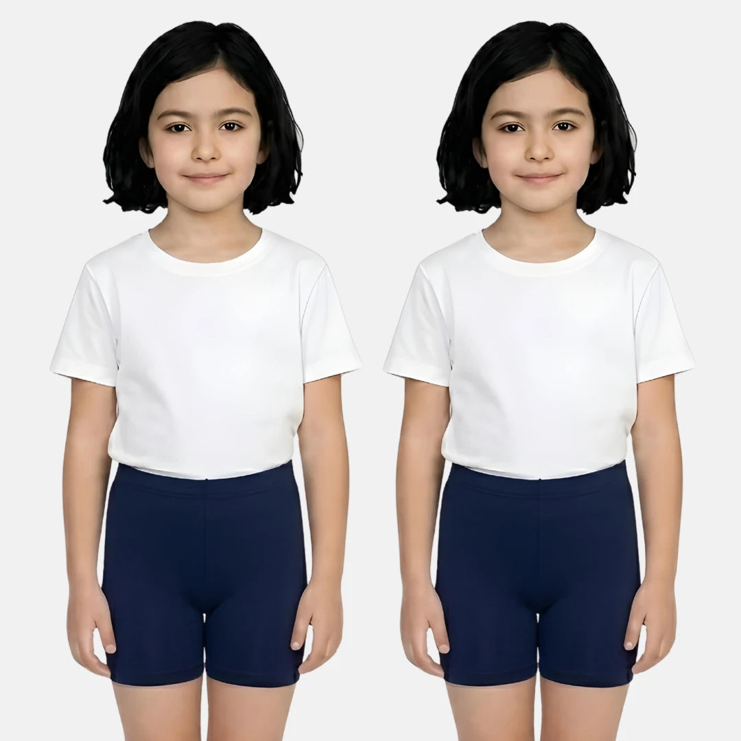 Girls wearing undershorts -color- Navy blue
