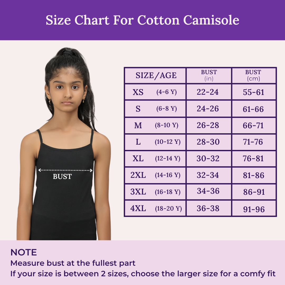 Size Chart For Adira Cotton Camisole