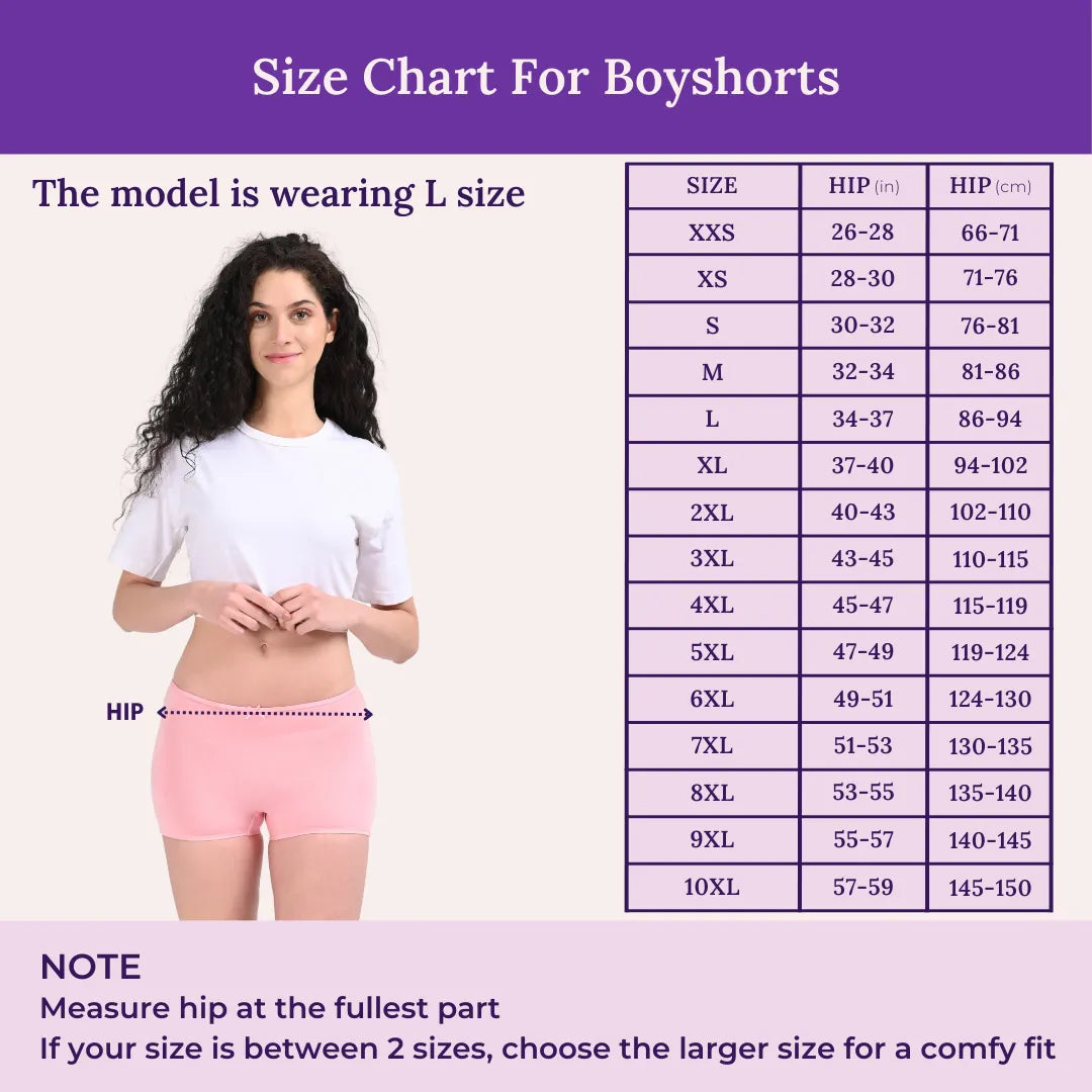 Size Chart For Boyshorts