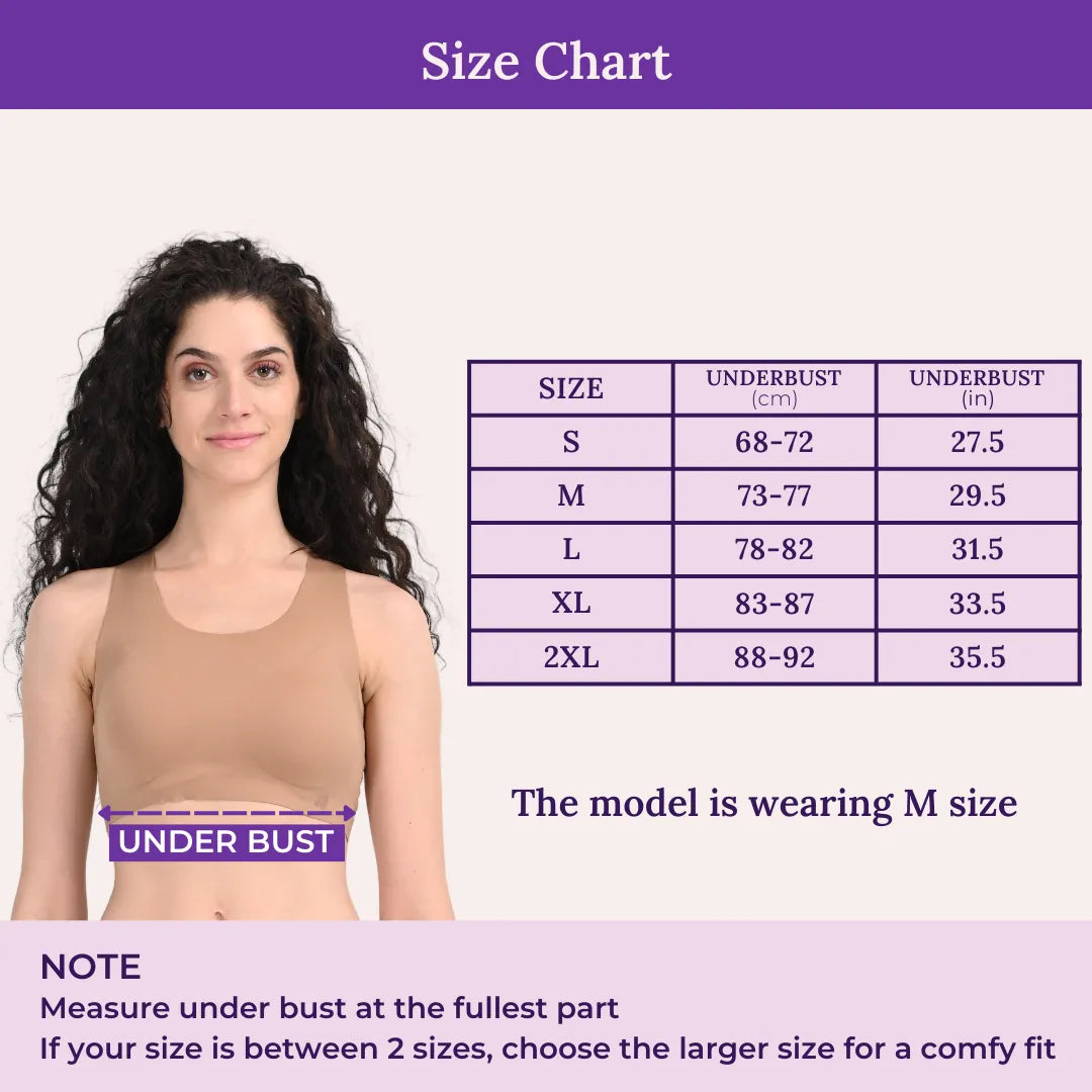 Size Chart For EzeFit Bra Racerback