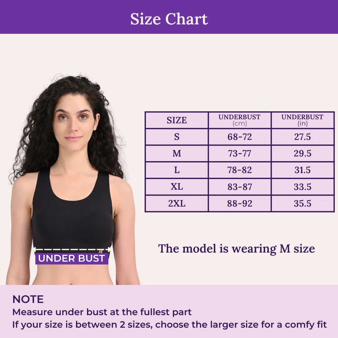 Size Chart For EzeFit Bra Racerback