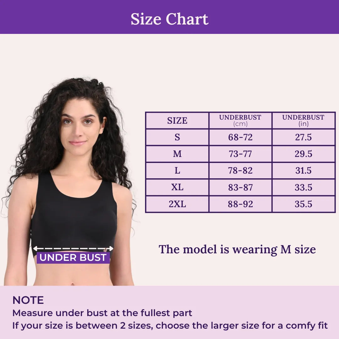 Size Chart For EzeFit Bra U Back