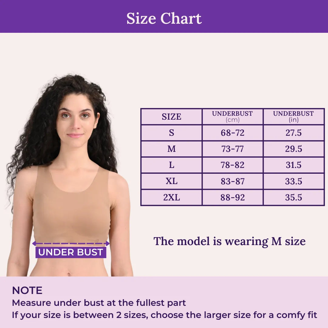 Size Chart For EzeFit Bra U Back