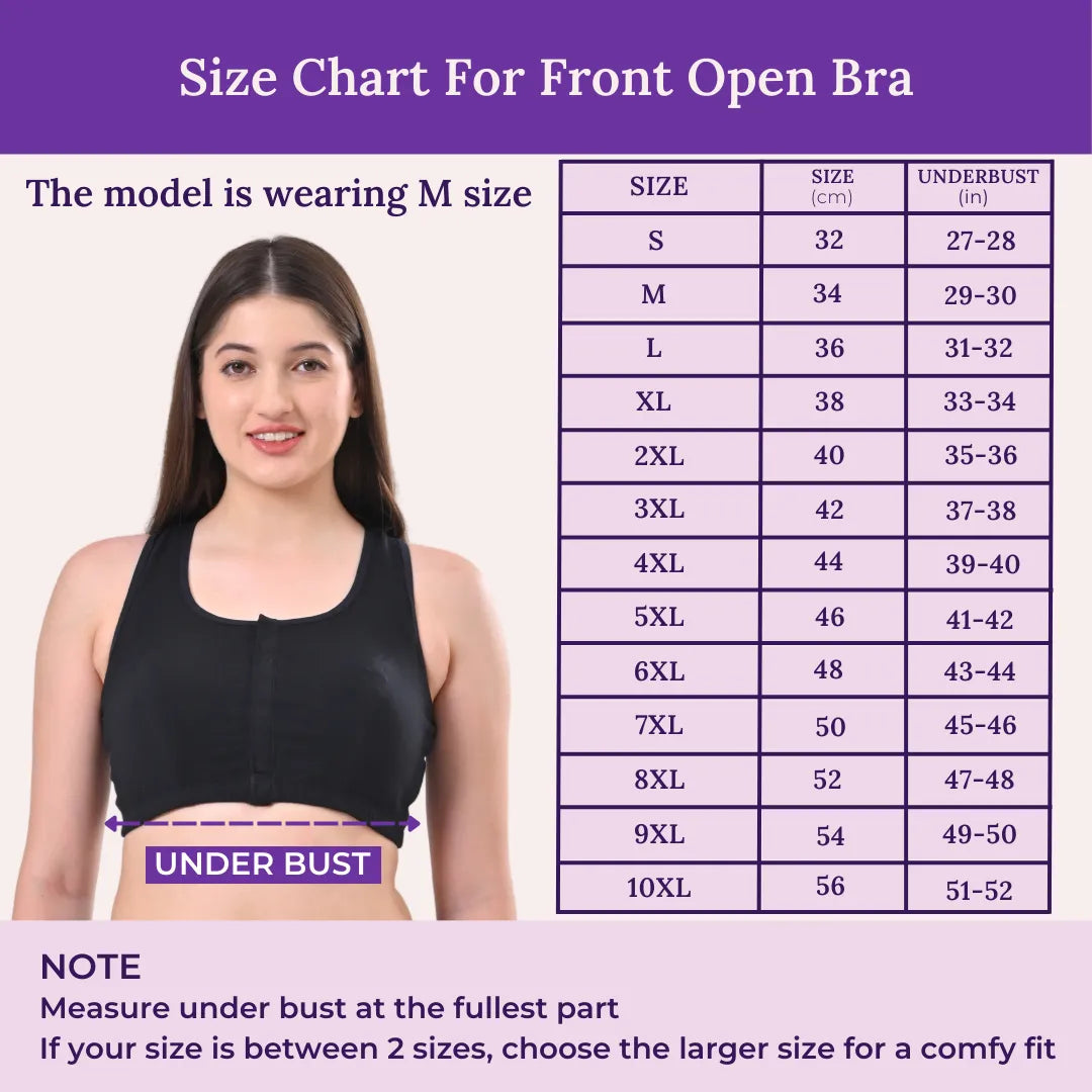 Size Chart For Front Open Bra