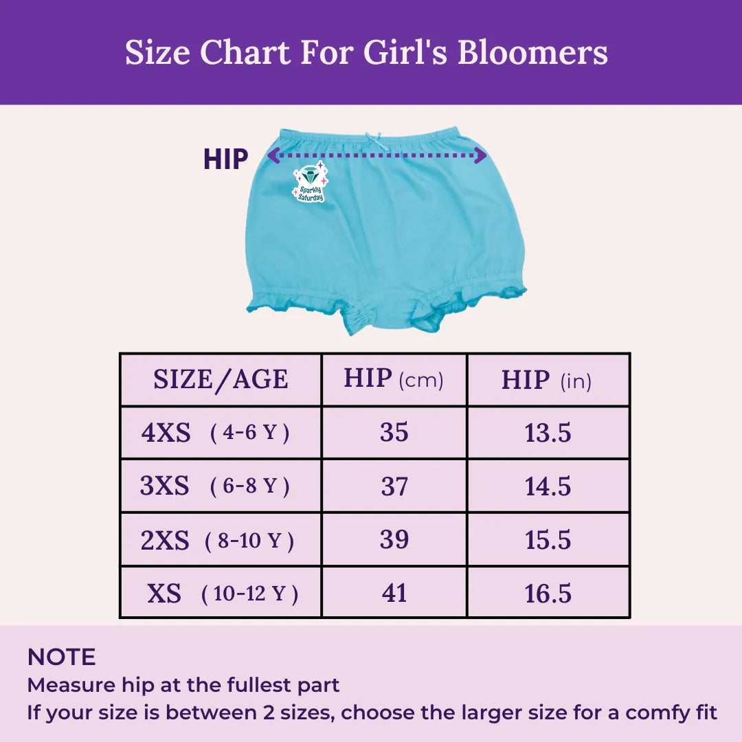 Size Chart For Girl's Bloomers