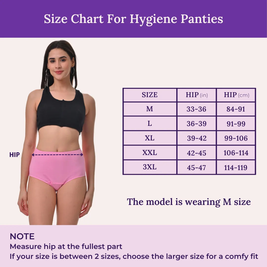 Size Chart For High Waist Hygiene Panties For Women