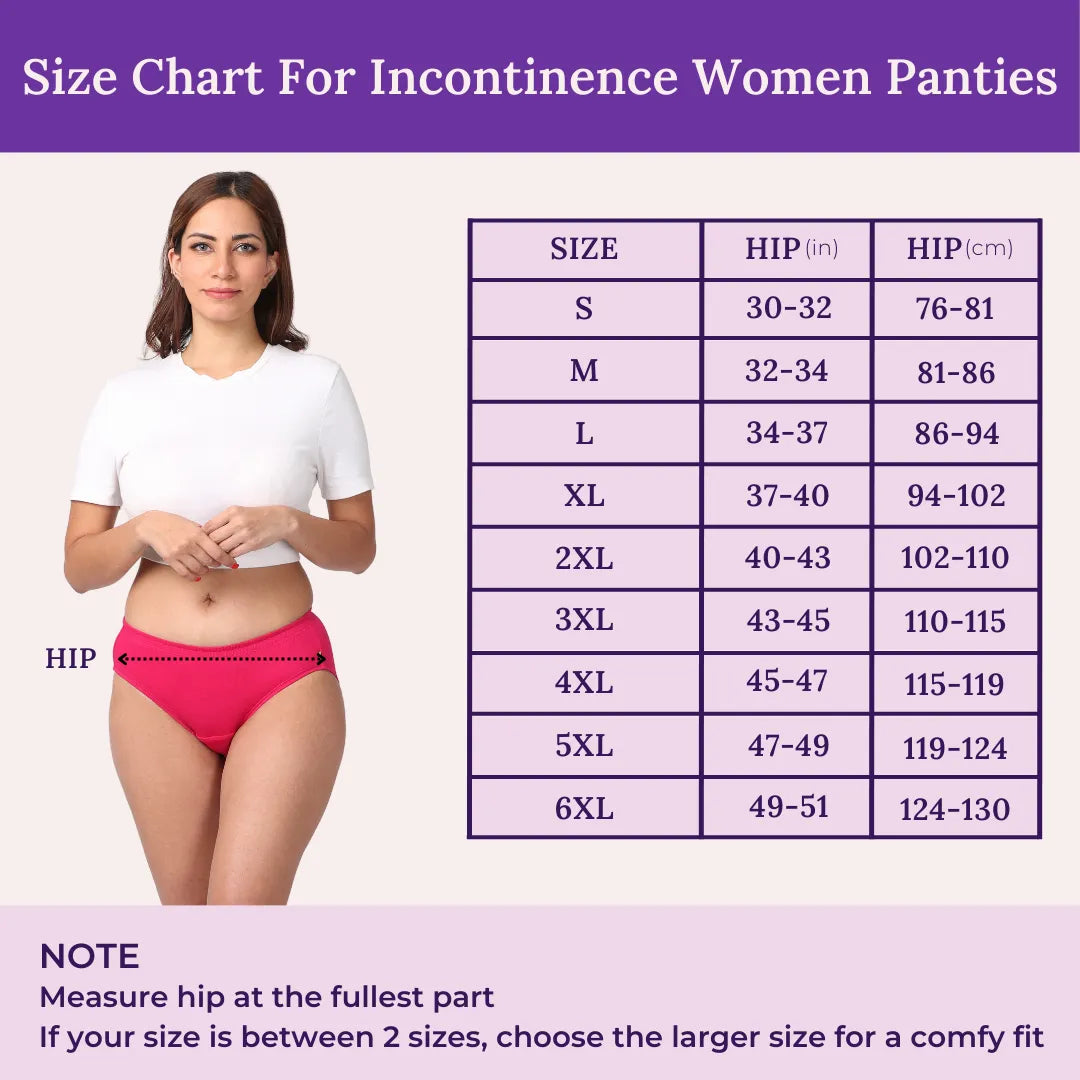 Size Chart For Incontinence Women Panties