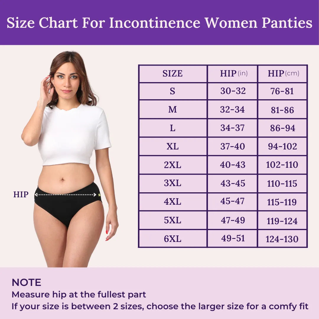 Size Chart For Incontinence Women Panties