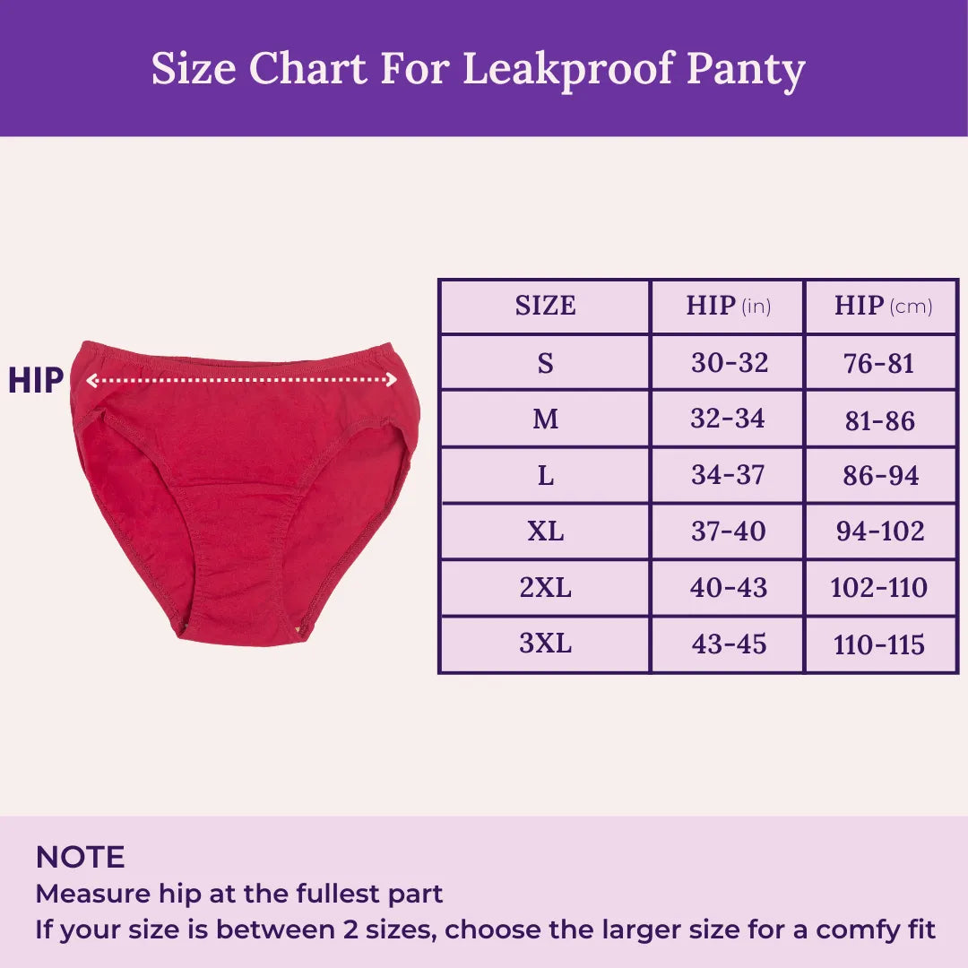 Size Chart For Leakproof Panty