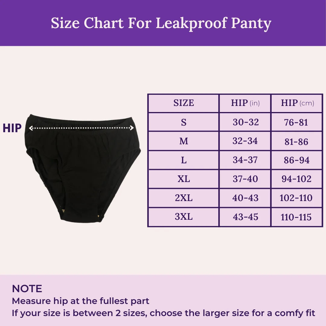 Size Chart For Leakproof Panty