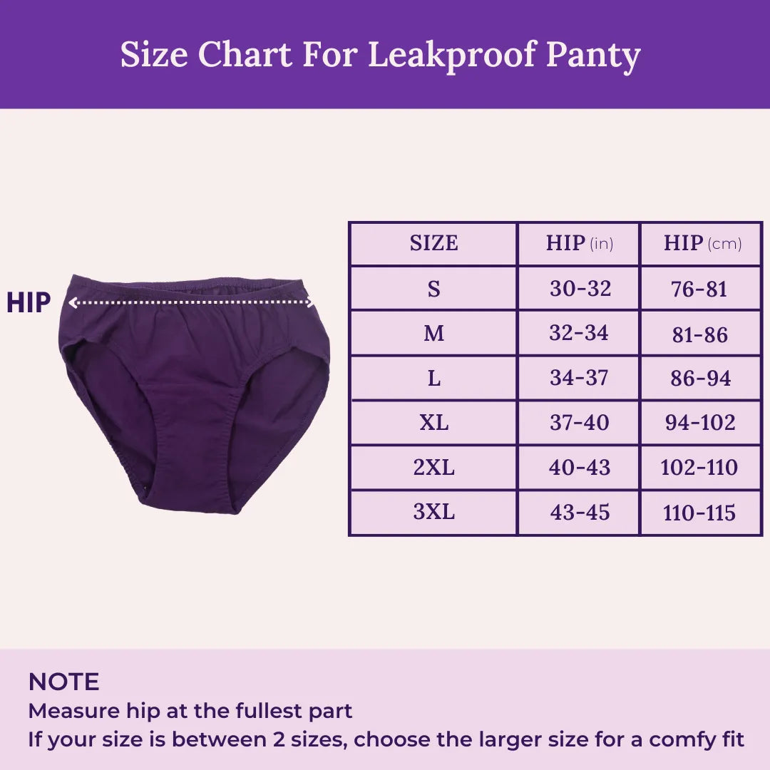 Size Chart For Leakproof Panty