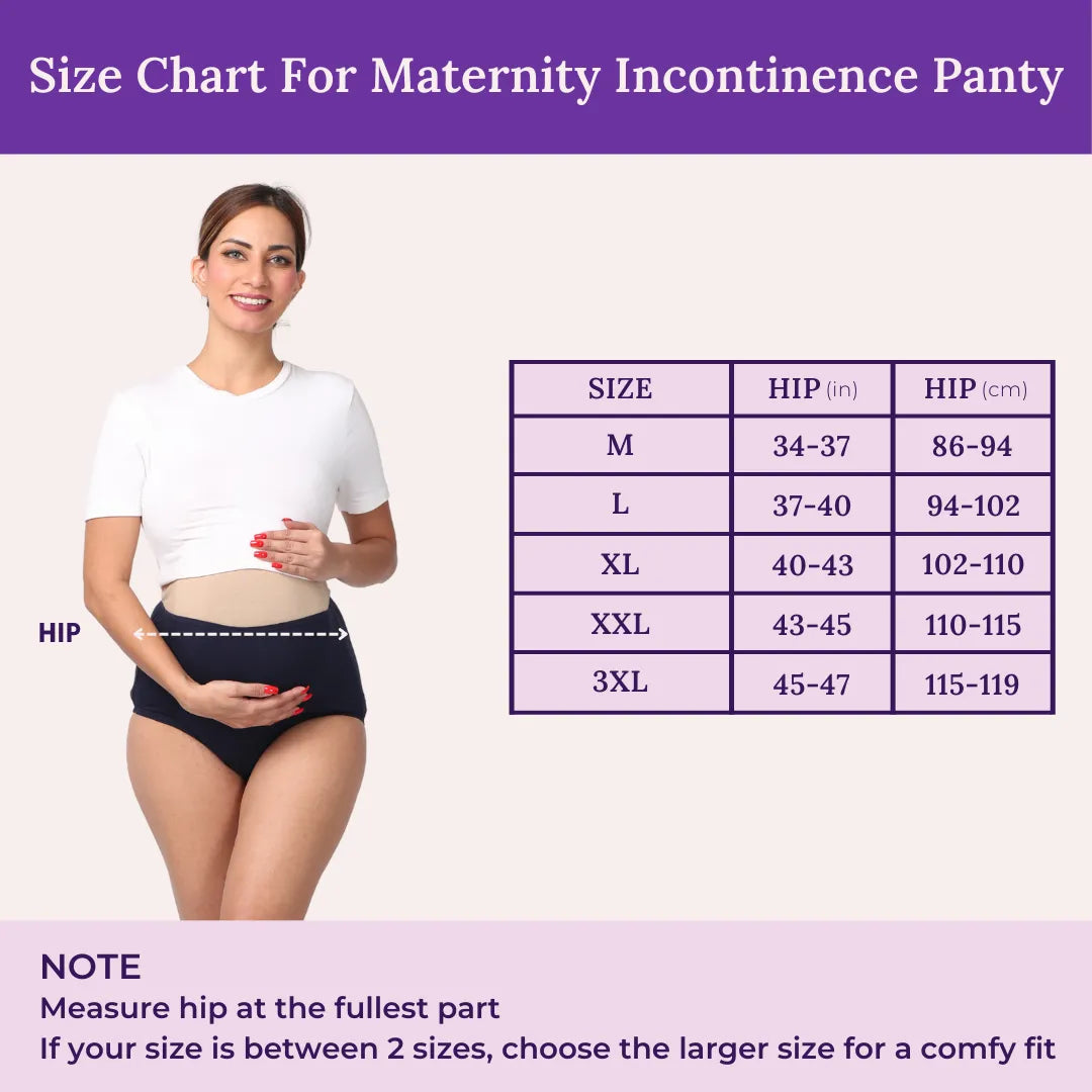 Size Chart For Maternity Incontinence Panty