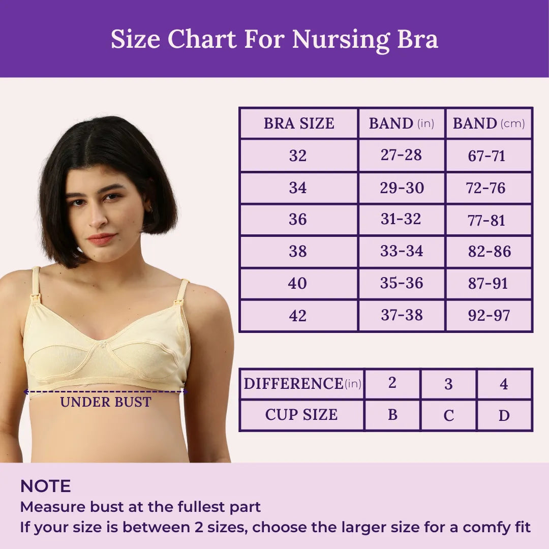 Size Chart For Nursing Bra