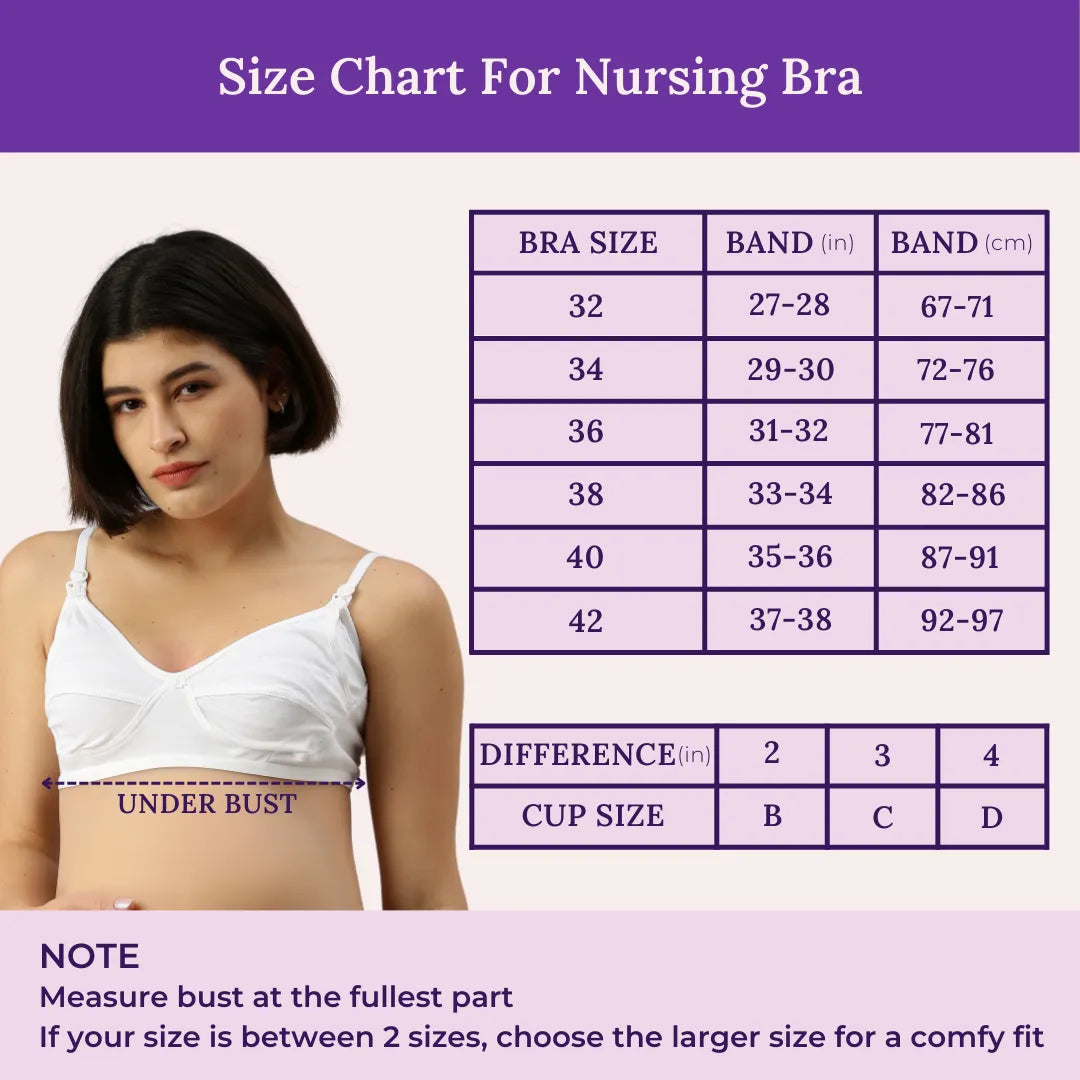 Size Chart For Nursing Bra