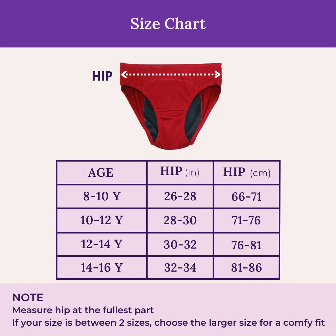 Size Chart For Period Hipster