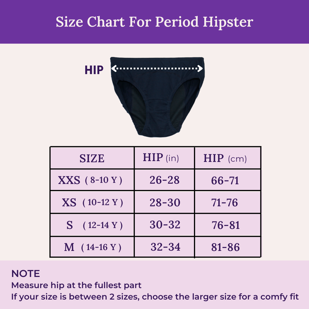 Size Chart For Period Hipster