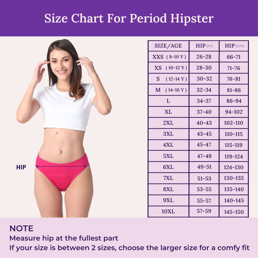 Size Chart For Period Hipster