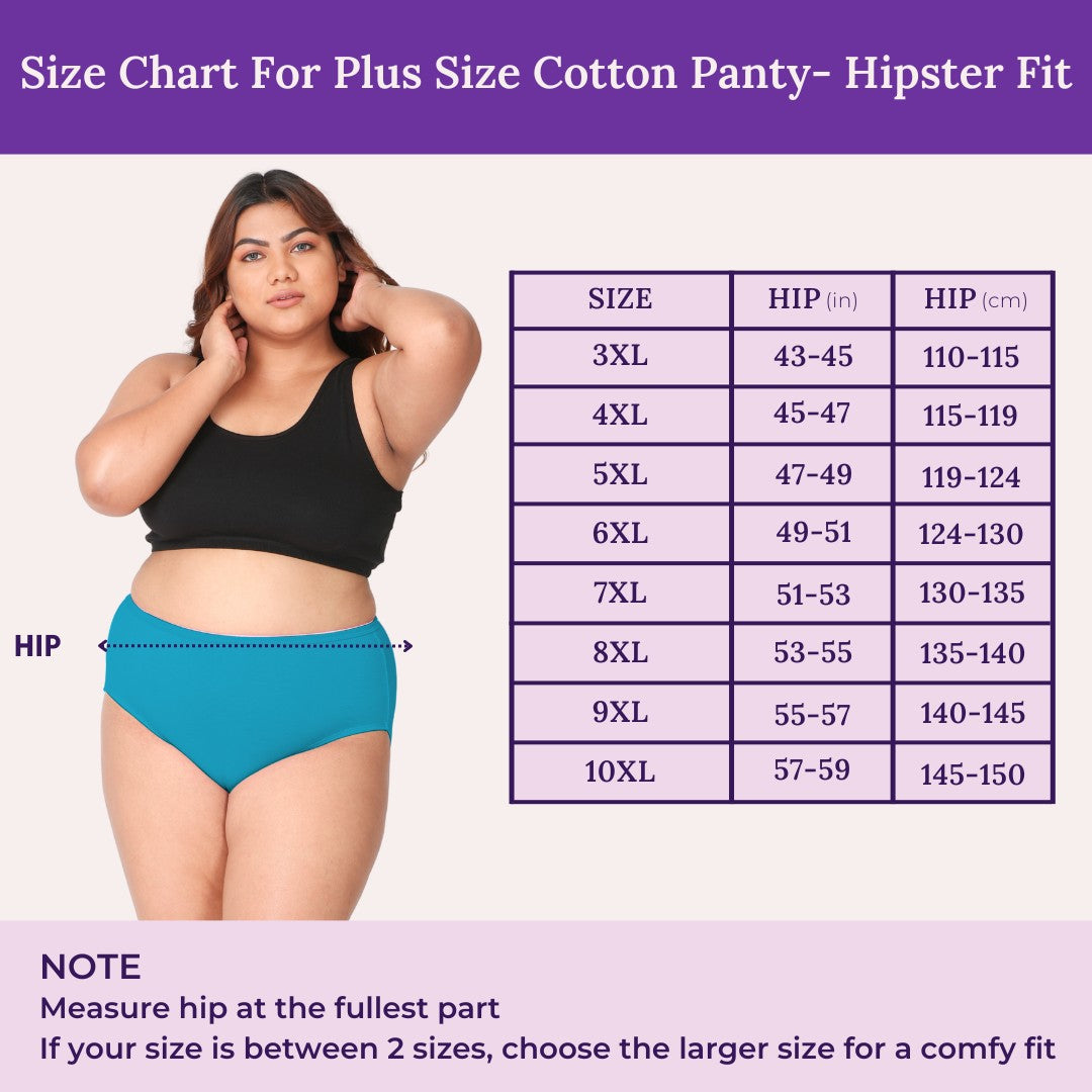 Size Chart For Plus Size Cotton Panty- Hipster Fit