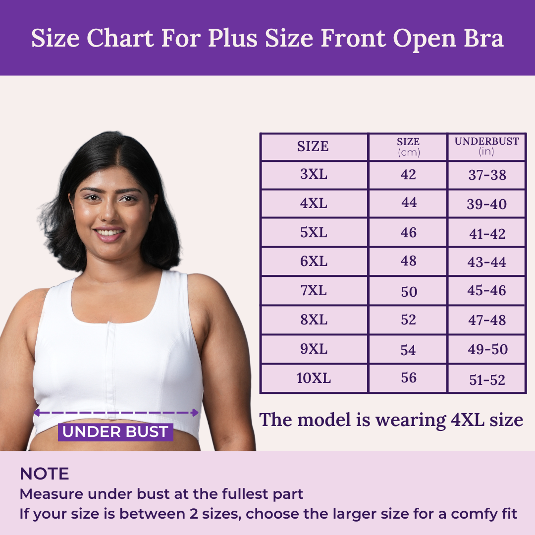 Size Chart For Plus Size Front Open Bra