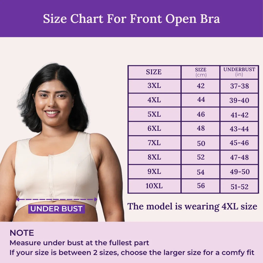 Size Chart For Plus Size Front Open Bra