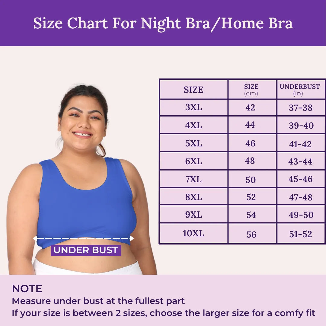 Size Chart For Plus Size Night Bra / Plus Size Home Bra 