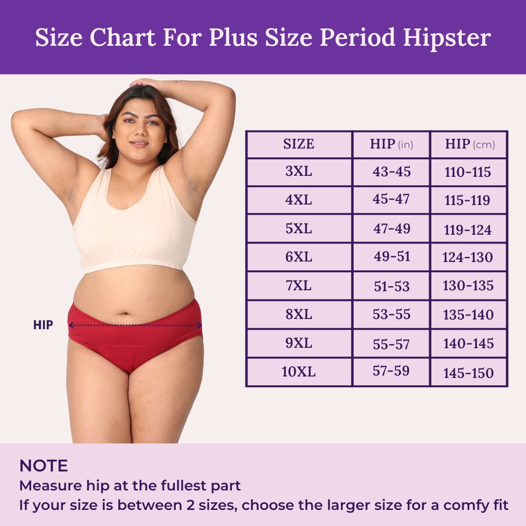 Size Chart For Plus Size Period Hipster