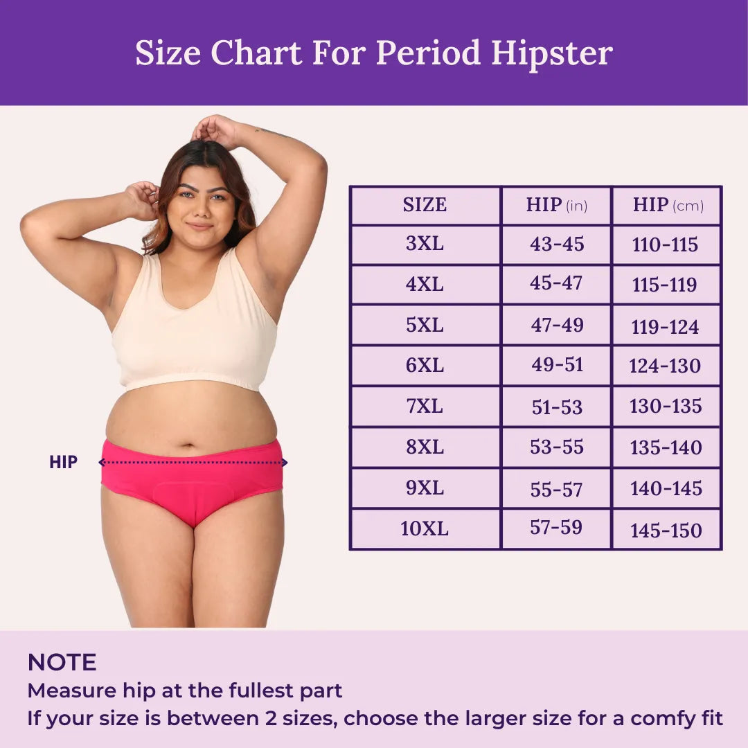 Size Chart For Plus Size Period Hipster