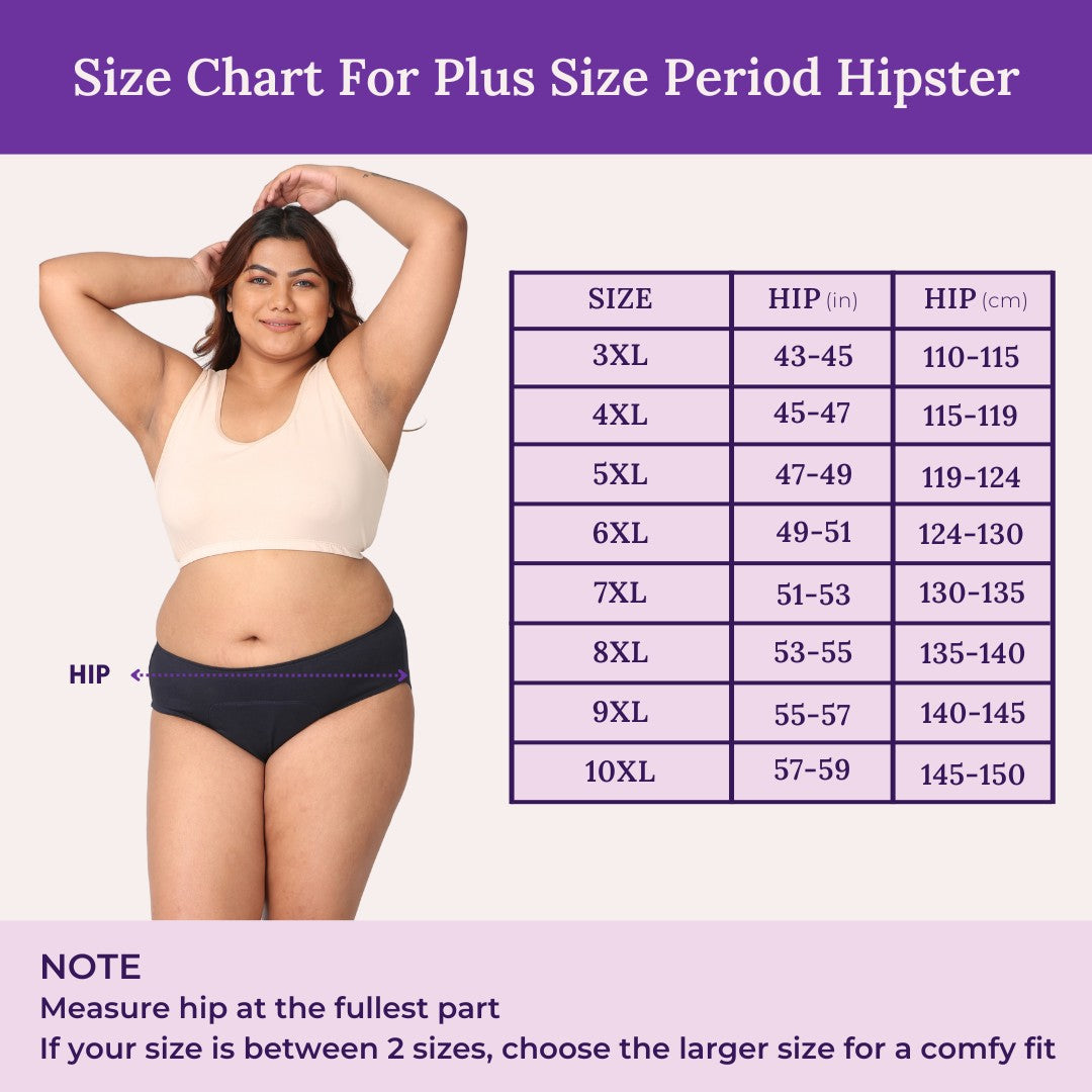 Size Chart For Plus Size Period Hipster