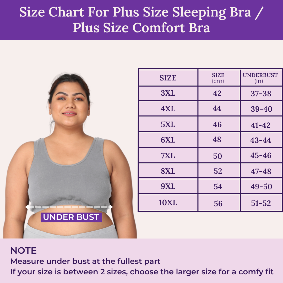 Size Chart For Plus Size Sleeping Bra / Plus Size Comfort Bra