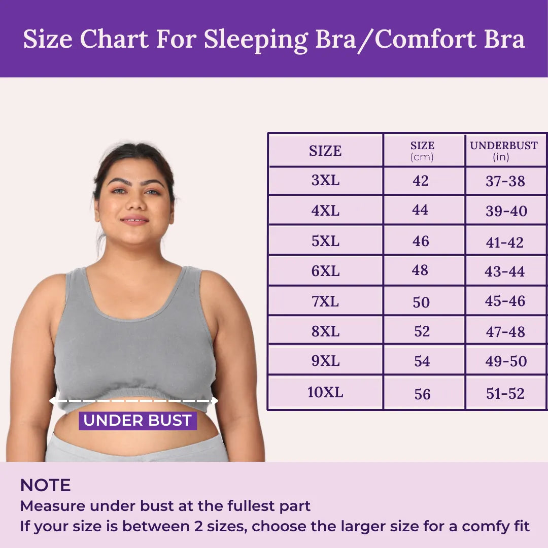 Size Chart For Plus Size Sleeping Bra / Plus Size Comfort Bra