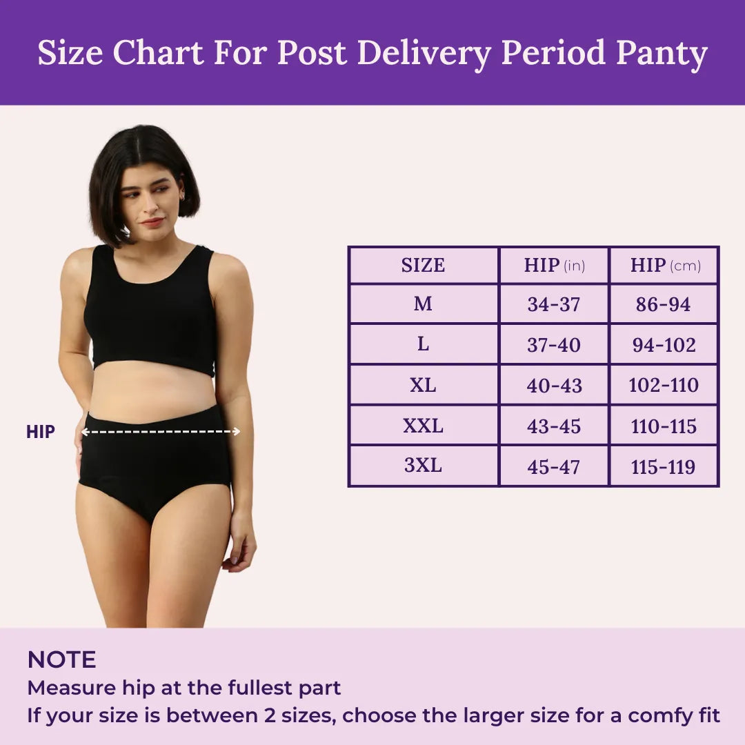 Size Chart For Post Delivery Period Panty