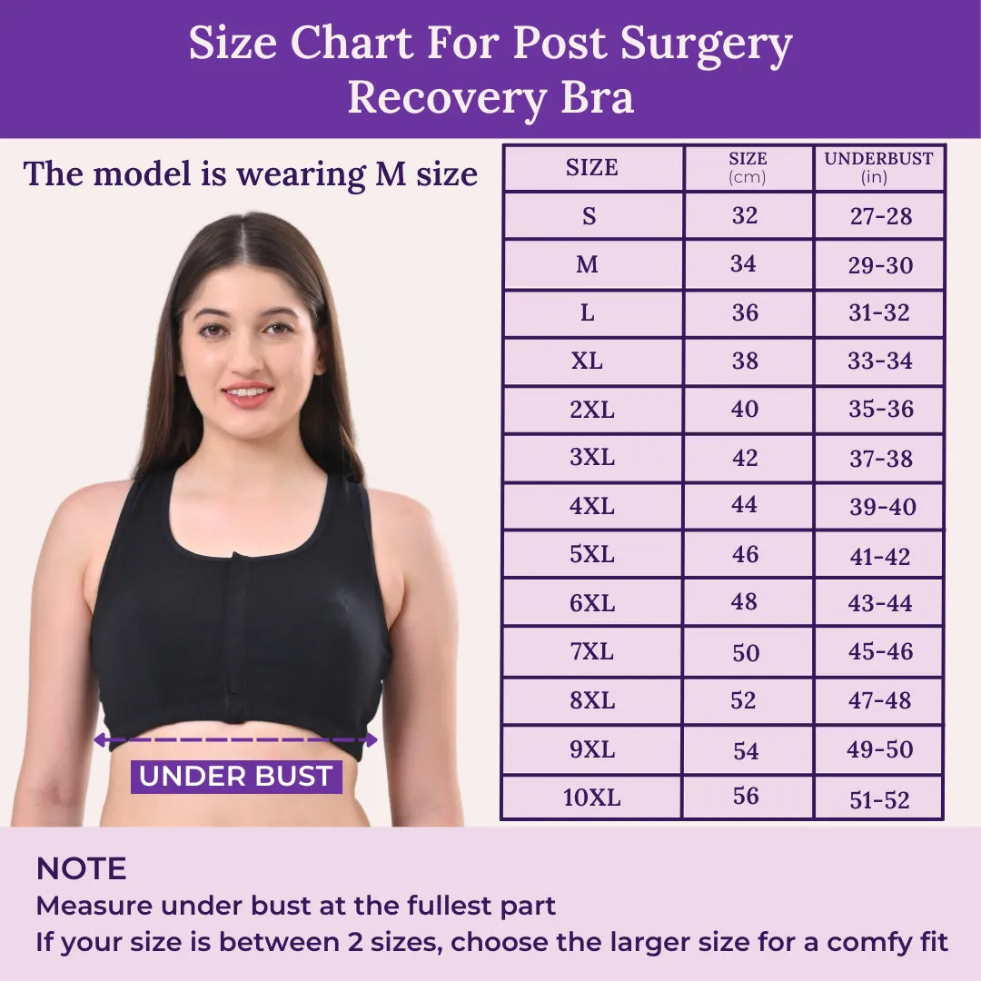 Size Chart For Post Surgery Recovery Bra