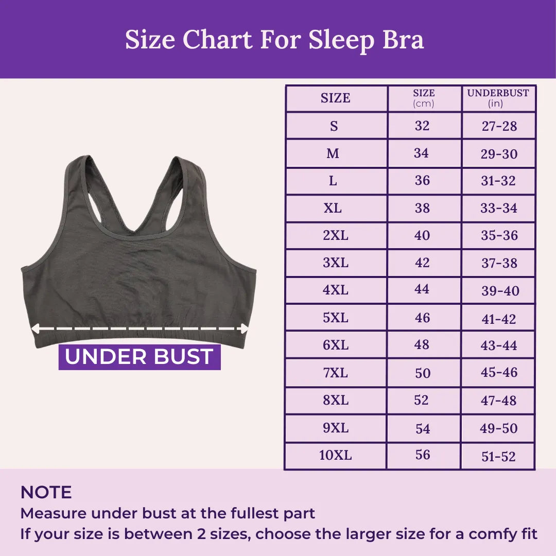 Size Chart For Sleep Bra  For Elderly