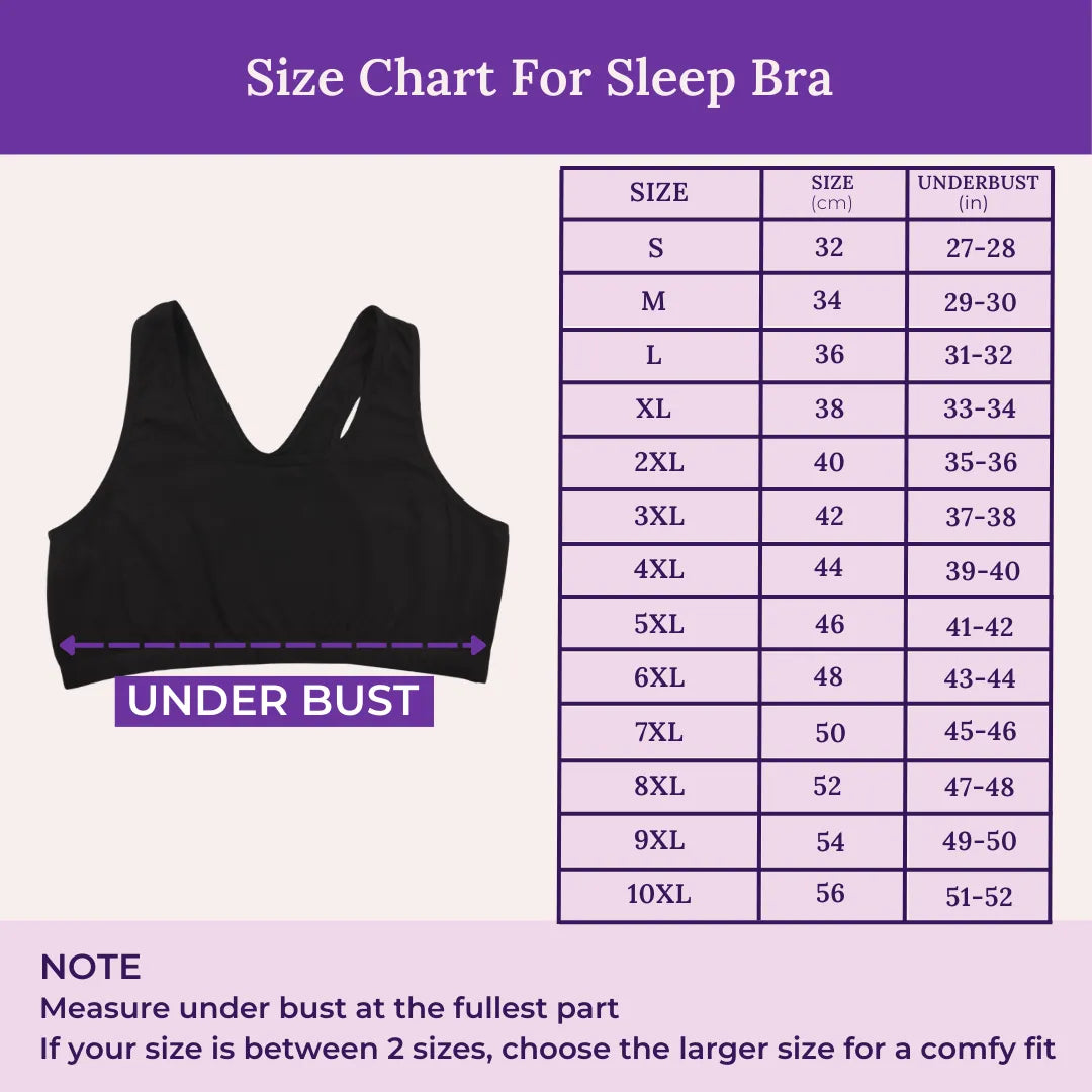 Size Chart For Sleep Bra  For Elderly