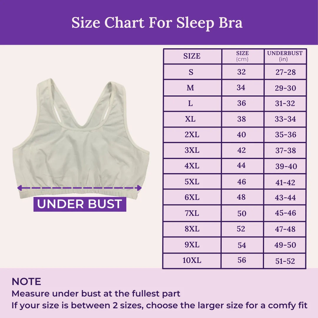 Size Chart For Sleep Bra  For Elderly