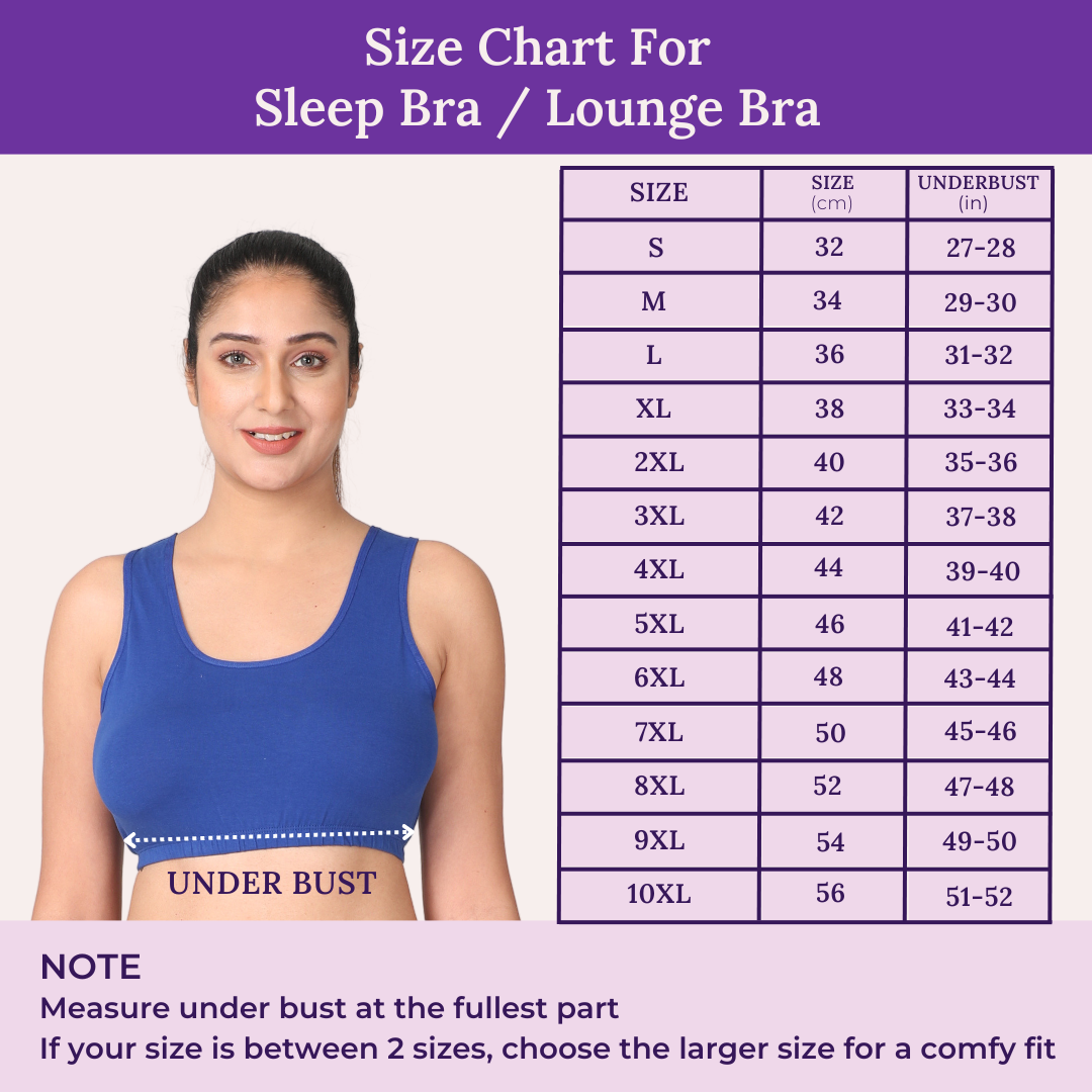 Size Chart For Adira Lounge Bra
