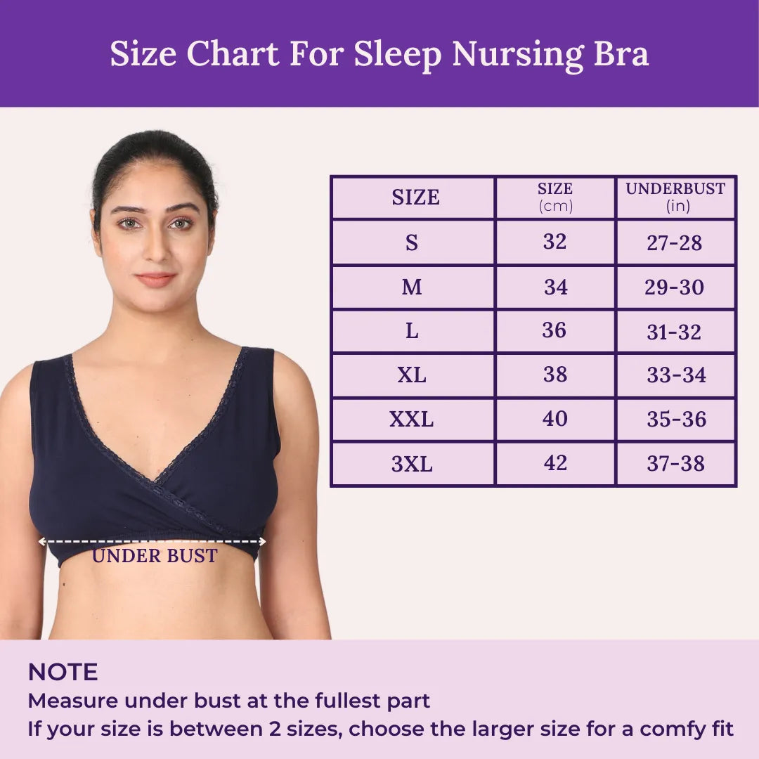 Size Chart For Sleep Nursing Bra