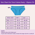 Size Chart For Teen Cotton Panty - Hipster Fit