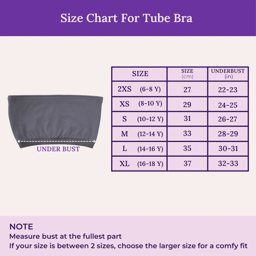 Size Chart For Teen Tube Bra 